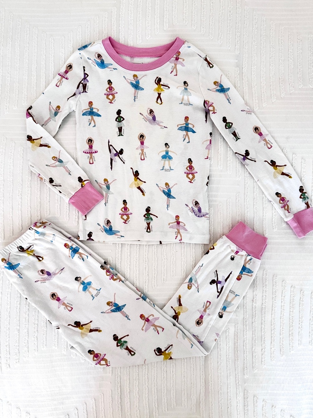 Pottery Barn Kids White Ballerina Print Pajama Set Size 8